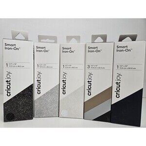 Cricut Joy Lot 5 Smart Iron-on Vinyl 3-Glitter/Navy/Classic Sampler Matte